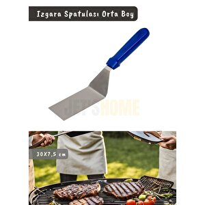 Barbekü Spatulası Paslanmaz Izgara Spatulası Çelik Hamburger Spatulası 30 Cm