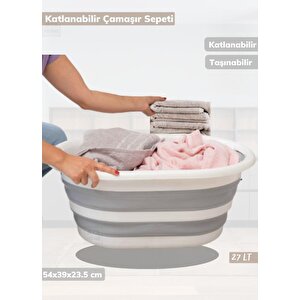Çamaşır Sepeti Katlanır Sele Silikon Sepet Küçük Boy 27 Lt.