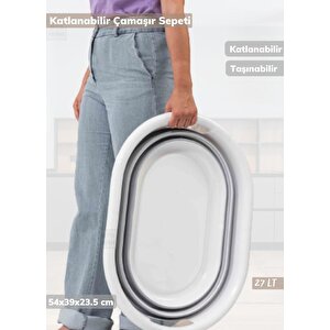 Çamaşır Sepeti Katlanır Sele Silikon Sepet Küçük Boy 27 Lt.