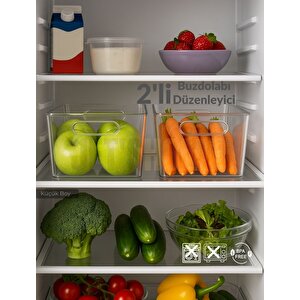 2'li Buzdolabı İçi Düzenleyici Saklama Organizeri Bpa Free Düzenleyici Darbeye Dayanaklı 27x18x9 Cm