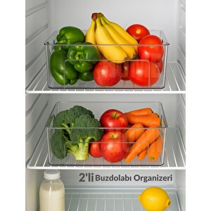 2'li Buzdolabı İçi Düzenleyici Saklama Organizeri Bpa Free Düzenleyici Darbeye Dayanaklı 29x20x9 Cm