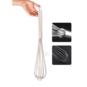 Sos Çırpma Teli Paslanmaz Yumurta Çırpıcı Çikolata Çırpıcı Krema Çırpıcı Çelik Saplı Büyük Boy 45 Cm
