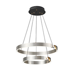 Late Gri İki Katlı Yuvarlak 69 Watt Modern Sarkıt Salon Led Avize