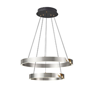 Late Gri İki Katlı Yuvarlak 69 Watt Modern Sarkıt Salon Led Avize