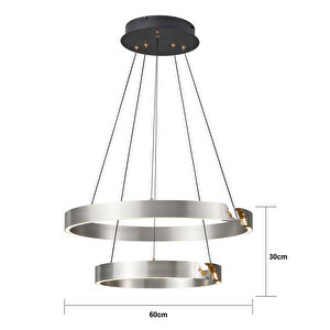 Late Gri İki Katlı Yuvarlak 69 Watt Modern Sarkıt Salon Led Avize