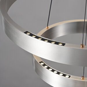 Late Gri İki Katlı Yuvarlak 69 Watt Modern Sarkıt Salon Led Avize