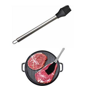 Yumurta Fırçası Mutfak Fırçası Paslanmaz Saplı Sos Fırçası Hamur Fırçası Silikon Siyah 31.5 Cm
