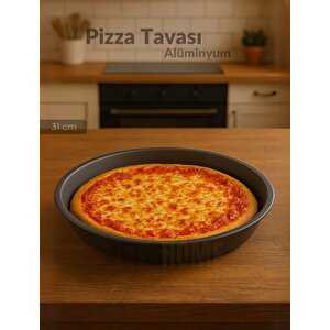 Pizza Tavası Alüminyum Pizza Tepsisi Yapışmaz Lahmacun Pide Tavası 31 Cm
