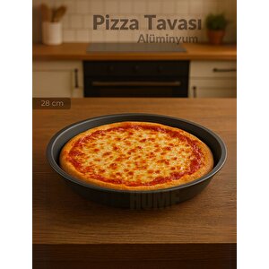 Pizza Tavası Alüminyum Pizza Tepsisi Yapışmaz Lahmacun Pide Tavası 24 Cm