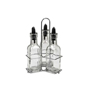 3’lü Set Yağdanlık Takımı Cam Yağlık Sirkeli 200 Ml