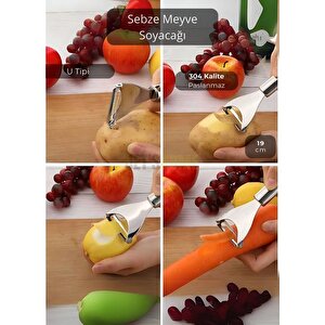 Sebze Soyacağı Paslanmaz Meyve Soyacağı U Tipi Soyacak Çelik 19 Cm