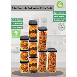 9’lu Contalı Saklama Kabı Seti Sızdırmaz Erzak Kabı Motek Saklama Kabı