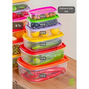 6'lı Set Erzak Saklama Kabı Seti Bpa Free Erzak Kabı Bakliyat Saklama Kapları Buzdolabı Kabı