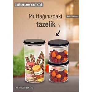 3’lü Saklama Kabı Seti Erzak Kabı Seti Hava Sızdırmaz Bpa Free