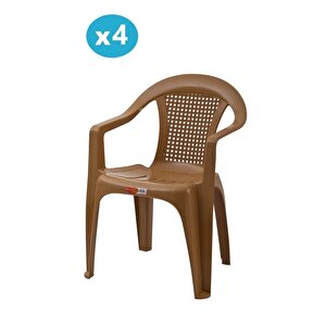 Sy-2512 Plastik Smart Lara Bahçe Koltuk Sandalye 4'lü Set Kahverengi