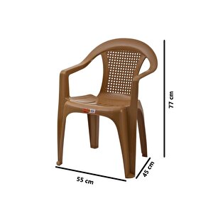 Sy-2512 Plastik Smart Lara Bahçe Koltuk Sandalye 4'lü Set Kahverengi