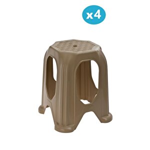 Sy-4518 Plastik Kuşaklı Tabure Büyük Boy 4'lü Set Kahverengi