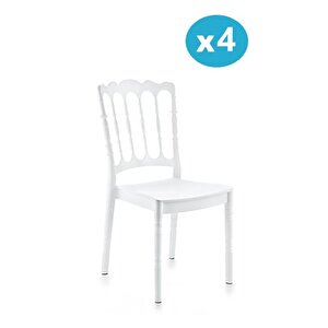 Sy-2526 Estate Plastik Modern Bahçe Düğün Sandalye 4'lü Set 1000 Beyaz