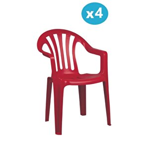 Sy-2500 Manolya Plastik Bahçe Sandalye 4'lü Set Kırmızı