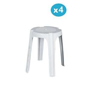 Sy-4640 Plastik Tabure Büyük Boy 4'lü Set 1000 Beyaz