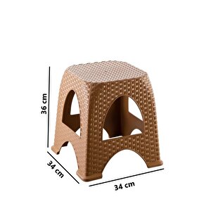 Sy-4667 Plastik Hasır Tabure Küçük Boy 4'lü Set Kahverengi