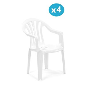 Sy-2500 Manolya Plastik Bahçe Sandalye 4'lü Set 1000 Beyaz