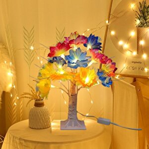 Led Işıklı Çiçek Masa Lambası, Renkli, 35x35