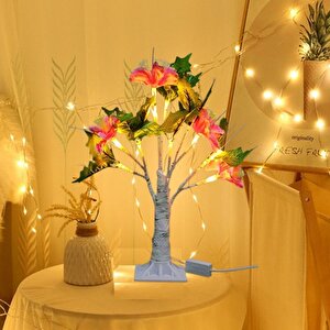 Led Işıklı Çiçek Masa Lambası, Renkli, 35x35
