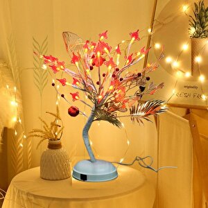 Led Işıklı Kiraz Çiçeği Masa Lambası, Kırmızı, 45x45