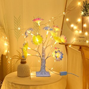 Led Işıklı Çiçek Masa Lambası, Renkli, 35x35