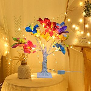 Led Işıklı Çiçek Masa Lambası, Renkli, 35x35