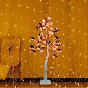 Led Işıklı Gül Çiçeği Masa Lambası, Pembe, 120x120