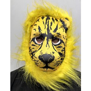 Sarı Yeleli Sarı Saçlı Aslan Maskesi Mega Peluş 2 No