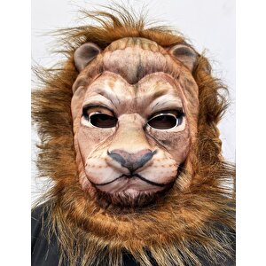 Koyu Kahve Yeleli Aslan Maskesi Mega Eva Malzeme Peluş Maske 1 No