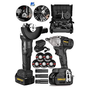 Çift Vuruşlu Darbeli Somun Sıkma Bijon Seti Ve 125mm Akülü Spiral Taşlama Makinesi Kömürsüz Set