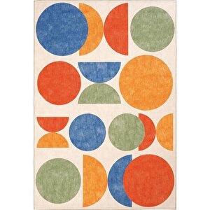 Carnival Renkli Halı Yolluk Geometrik Soyut Desenli Şönil Halı Yıkanabilir Mutfak Halısı 230x330 cm