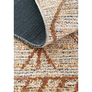 Cool Halı Private Krem Eskitme Vintage Halı Etnik Otantik Dokuma Şönil Halı Yıkanabilir Salon Halısı