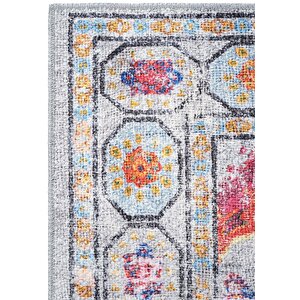 Private Gri Eskitme Vintage Halı Etnik Otantik Dokuma Şönil Halı Yıkanabilir Salon Halısı 75x230 cm