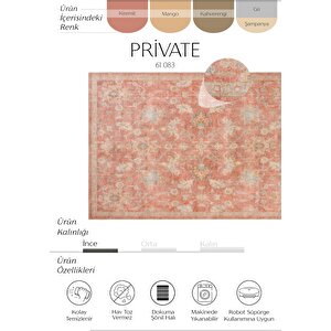 Private Turuncu Eskitme Vintage Halı Etnik Dokuma Şönil Halı Yıkanabilir Salon Halısı 75x230 cm