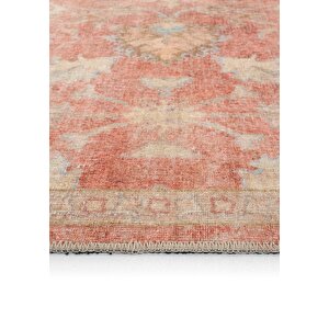 Cool Halı Private Turuncu Eskitme Vintage Halı Etnik Dokuma Şönil Halı Yıkanabilir Salon Halısı