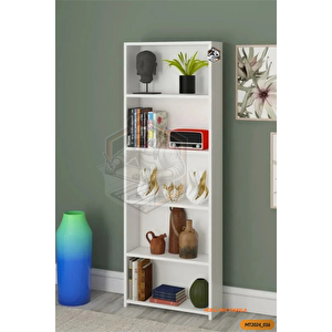 Tamamı Mdf 5 Bölmeli Kitaplık Beyaz