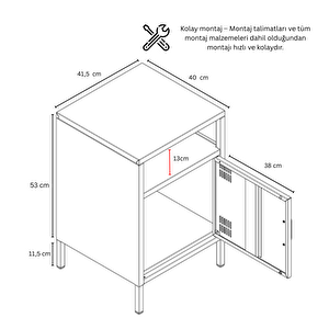 Pera Komodin Açık Raflı 41,5 X 40 X 64,50 cm Ral 9016