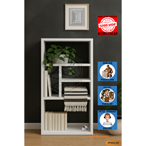 Tamamı Mdf 5 Bölmeli Modern Beyaz Kitaplık Salon/yatak Odası/çalışma Odası/ofis
