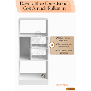 Tamamı Mdf 5 Bölmeli Modern Beyaz Kitaplık Salon/yatak Odası/çalışma Odası/ofis