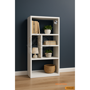 Tamamı Mdf 5 Bölmeli Modern Beyaz Kitaplık Salon/yatak Odası/çalışma Odası/ofis