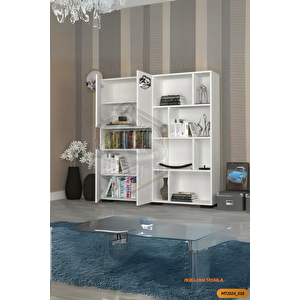 Tamamı Mdf Dev Kitaplık 4 Kapaklı Beyaz
