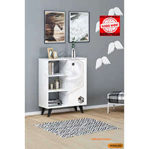 Tamamı Mdf 3 Bölmeli Tek Kapaklı Modern Kitaplık Salon/yatak Odası/çalışma Odası/ofis