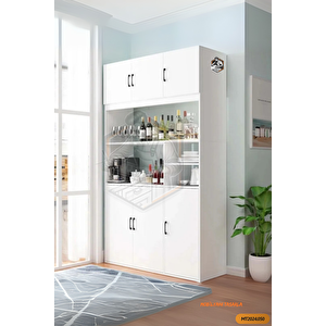 Tamami Mdf 6 Kapaklı Açık Raflı Çok Amaçlı Mega Mutfak Dolabı/kiler Dolabı