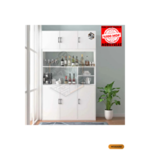Tamami Mdf 6 Kapaklı Açık Raflı Çok Amaçlı Mega Mutfak Dolabı/kiler Dolabı