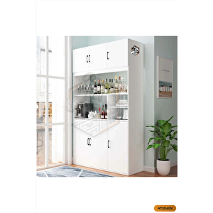 Tamami Mdf 6 Kapaklı Açık Raflı Çok Amaçlı Mega Mutfak Dolabı/kiler Dolabı